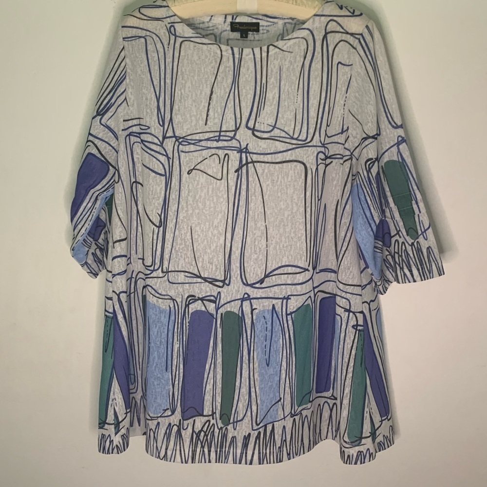 Frederique Boutique Color Block Womens Sz L Knee Length 1/4 Sleeve Dress